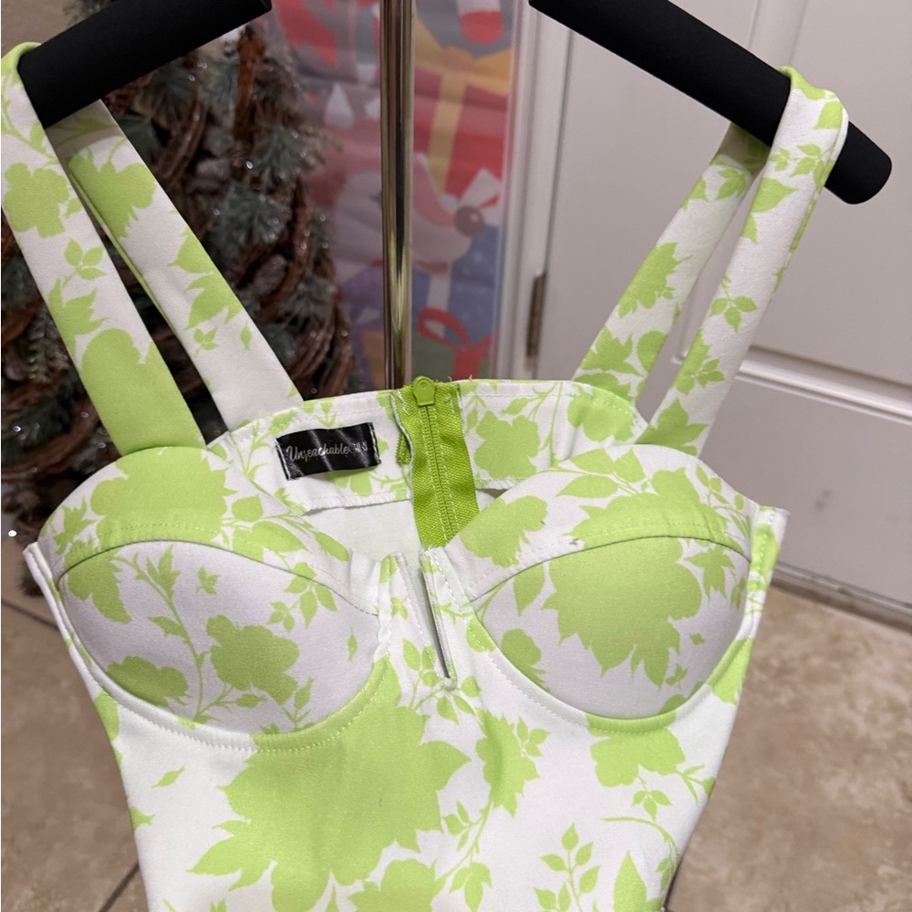 Lime Green Floral Bustier